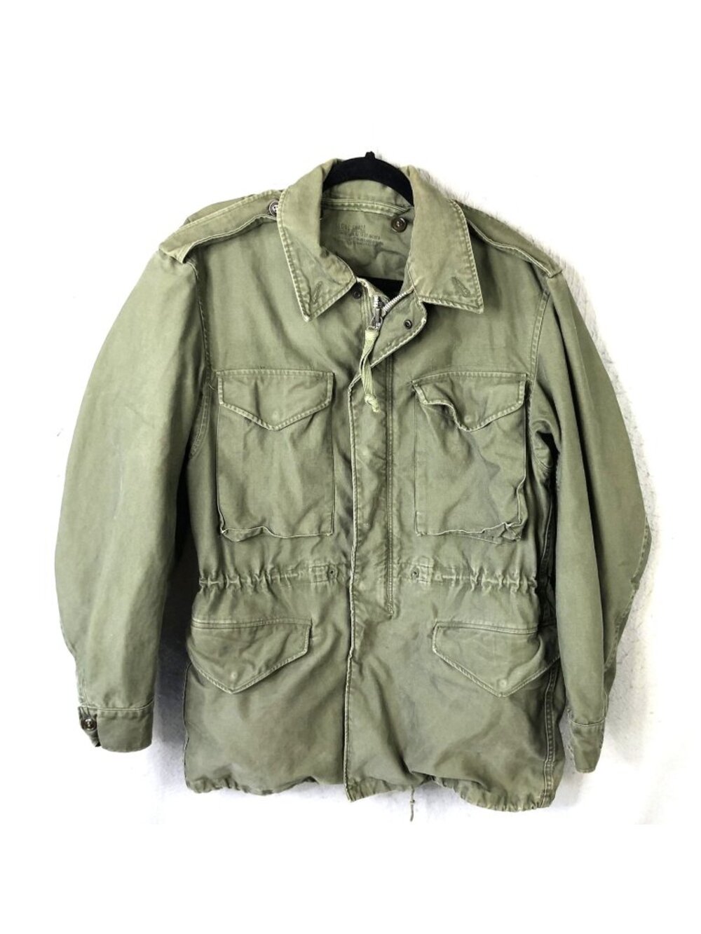 Vintage Field Jacket Mens ST Long Small Green Canvas Military OG Pockets Army